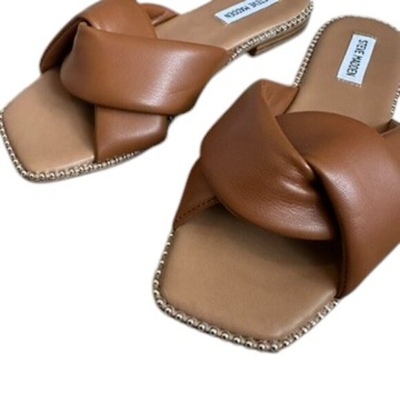 Steve Madden Twisted Top Brown Sandals Flats, size 9 - Picture 3 of 6
